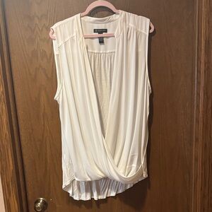 INC International Concepts White Drape Front Blouse